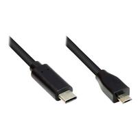 Anschlusskabel USB 2.0, USB-C™ Stecker an USB 2.0 Micro B Stecker, CU, schwarz, 1m, Good Connections® (GC-M0122)