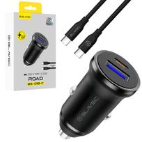 Blavec Automobilinis įkroviklis BS-01B-C Road – USB + Type C – QC 3.0 18W PD 20W su Type C į Type C kabeliu (CCBS01BCR-UCB) juodos spalvos