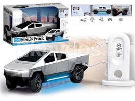 Futuristinis nuotoliniu būdu valdomas automobilis su įkrovimo stotele