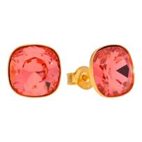 Sidabriniai auskarai moterims DiamondSky „Glare (Padparadscha)“ su Swarovski kristalais