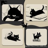 Mielas animacinis pelės kilimėlis mergaitėms - Mažas, storas, apsiūtas kraštas, neslystantis stalo kilimėlis su riešo atrama Book Cat