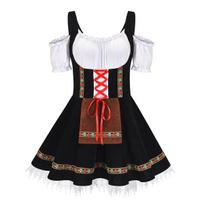Miuncheno Oktoberfestas Atidengtais pečiais Alaus merginos kostiumas Suknelė chaki spalvos L juoda
