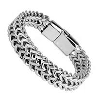 Along the Bay Stainless Steel Men's Hip Hop Bracelet: Punk Style Domineering Hand Jewelry 19CM (4x8mm) plieno spalva