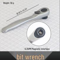 Compact Ratchet Wrench with Bit Screwdriver, 1/4  Socket, Forward/Reverse Rotation for Tight Spaces