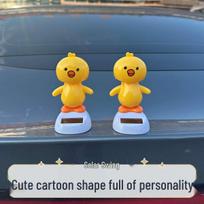 Solar-Powered Swinging Chick Bobblehead Car Ornament - Cute Cartoon Gift for Kids Cartoon