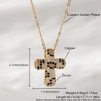 Paauksuotas leopardų ir gyvatės rašto chokeris: Moterų deimantinis kryžiaus pakabukas su grandinėle Gold-Plated Pendant Only