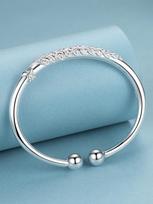 Povas Sidabrinė Apyrankė Moterims - Stilinga, Elegantiška, Solidus Dizainas, Puiki Dovana Draugei ar Geriausiai Draugei Double round bead open