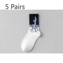 5 Pairs of Socks Men's Anti-odour Sweat-absorbing Cotton Summer Mid-calf Youth Sports Basketball Long Men's Models :5 pairs balta