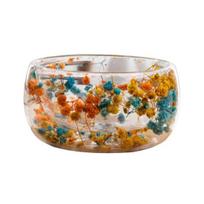300 ml Stiklinis dubuo Dvigubos sienelės Borosilikatinio stiklo dubuo su džiovintomis gėlėmis Meno kūrinys Dekoratyvinis dubuo sriubai, desertui 300ML oranžinė
