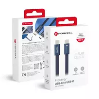 Forcell F-Energy Cafule Flat data transfer and charging cable | USB-C to USB-C | QC 4.0, PD | 100W | 1.2m | blue