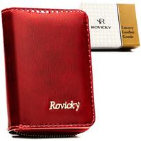 Maža moteriška natūralios odos piniginė su RFID apsauga, raudona – Rovicky