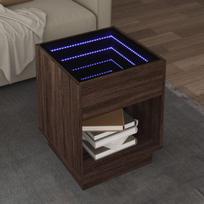 Kavos staliukas su infinity led lemputėmis, rudas, 40x40x50cm