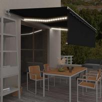 Markizė su uždanga/LED/vėjo jutikliu antracito 5x3m