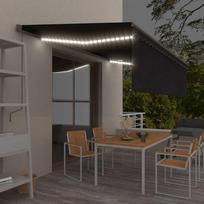Markizė su uždanga/LED/vėjo jutikliu antracito 5x3m