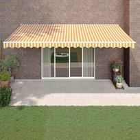 Automatinė ištraukiama markizė geltona ir balta 5x3m