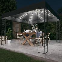 Pavėsinė su lemputėmis LED antracito 3x3 m