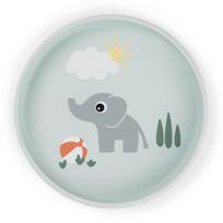 Done by Deer prilimpanti silikoninė lėkštė Stick&Stay Playground, mėlyna