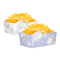 Užkandžių dėžutės „Disco“ sidabrinės 15x10 cm (3 vnt.) – šventinės dėžutės užkandžiams
