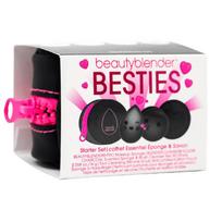 Makiažo kempinėlių rinkinys BeautyBlender Besties Charcoal Rinkinį sudaro: makiažo kempinėlė, muiliukas, silikoninis padelis, dėkliukas