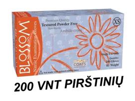 BLOSSOM Nitrilinės pirštinės S dydis 200 vnt su odos apsaugos dengimo technologija COATS - koloidine avižų sistema. Melsvai pilka spalva, be pudros, vienkartinės. PREMIUM QUALITY - AUKŠČIAUSIA KOKYBĖ