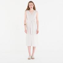 Sukienka Calvin Klein Linen V Neck Sleeveless Dress White Sand - Dydis M (LV044F040G GNA Suknelės)
