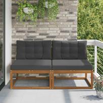 Lauko Vidurinis Sofa su pagalve 2 Vienetas Natūrali