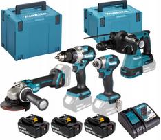 Rinkinys elektrinių įrankių Makita MAKITA KOMPLEKTAS COMBO 18V DLX4196JX1 (DDF489, DGA504, DTD173, DHR243) 3x5,0Ah 2xMP | DLX4196JX1 | 197050012470
