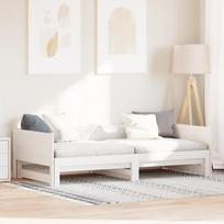 Ištraukiama dienos lova Balta 90x200 cm Kieta pušies mediena
