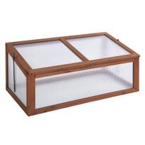 "Outsunny" medinis šaldymo rėmas, mini šiltnamis 100 x 65 x 40 cm, šiltnamis su dangčiu, apsauga nuo UV spindulių, permatomas šaldymo rėmas, žiemai atspari pakelta lova sode, rudos spalvos, Ruda