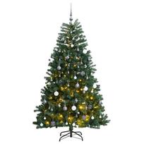 Kalėdų eglutė su šarnyrinėmis šakomis/LED/žaisliukais 180cm