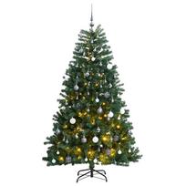 Kalėdų eglutė su šarnyrinėmis šakomis/LED/žaisliukais 210cm