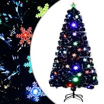 Kalėdų eglutė su LED snaigėmis juoda 120cm optinis pluoštas