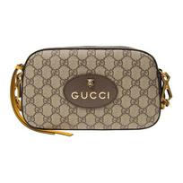 Gucci Neo Vintage serija Auksinio folijos logotipas Metalinė tigro galvos monograma Drobė ir oda Kameros krepšys Unisex Pečių krepšys Juodmedžio rudas 476466-K9GVT-8856 Basic Set (Bag+Dust Bag)