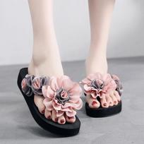 Bohemia Style Flower Platform Flip Flops For Women Summer Shoes Thick Sole Weight Girls Home Beach Slippers Wedge Sandals 35