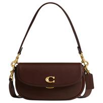 Coach Saddle Emmy 23 Logotipo Užraktas Odinė Balnelio Rankinė Moteriškos Rankinės Žalvaris Klevas CR667-B4MPL Basic Set (Bag+Dust Bag) black
