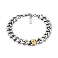 Emporio Armani Light Luxury Hip Hop Cuban Chain Fashion Simple Trendy Street Style Stainless Steel Bracelet Men Bracelet Silver EGS3186040 Basic Packaging-Box