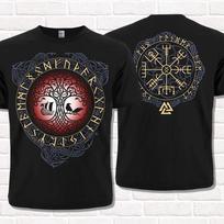 Yggdrasil marškinėliai Vegvisir, Rūninis kompasas. Vikingų stilius. Asatru. Drakaras. M
