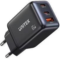 Unitek WALL CHARGER GAN 2X USBC,USBA, PD 3.0, 65W P1130ABK01-EU