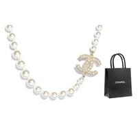Chanel Perlinis Choker Kaklo Grandinėlė Moteriška Kaklo Grandinėlė Balta A64757-Y20450-Z2048 Box+Padding Board