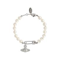 Vivienne Westwood Lucrece Saugos sąsagos pakabukas Perlas Cirkonis Žalvario apyrankė Moteriška apyrankė Sidabrinė 6103005302P147P147 Box