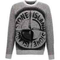 Stone Island FW24 Logotipo spaudinio apvalios apykaklės megztinis Vyriškas megztinis Pilkas 8115522D1-V0060 M