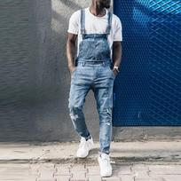Vyriškų kišeninių džinsų kombinezonas Streetwear kombinezoninės kelnės M mėlyna