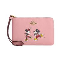 Coach Corner Zip Wristlet Disney Motif Pebble Leather Pink Gold CN026-B4OFE Basic Set (Bag+Dust Bag)