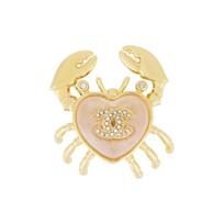 Chanel 25C Ankstyvo pavasario Krabo stiliaus sagė Unisex aksesuarai Auksinė AB-25C-009 Box+Padding Board,F,Gold