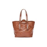 Loewe Fold Shopper serijos logotipas didelės talpos pirkinių krepšys popieriaus tekstūros karvės odos rankinė unisex krepšys rudas B507X23X01-2530 Basic Set (Bag+Dust Bag)