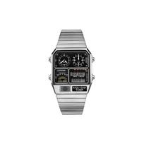 CITIZEN Kvarcinis Mechanizmas Nerūdijančio Plieno Apyrankė Laikrodis Unisex Juodas Ciferblatas JG2101-78E Silver Strap