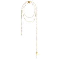 Vivienne Westwood sudužusi perlų vėrinys Unisex vėrinys 63010006R118R118 Box,Silver