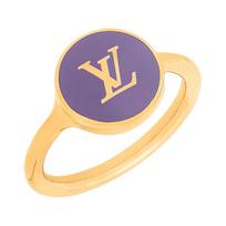 Louis Vuitton logotipo emalio žiedas Moteriškas žiedas Šviesiai violetinis auksas M1922 Basic Packaging-Dust Bag+Box,S