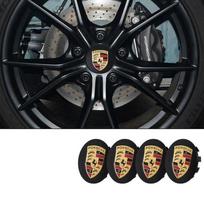 Porsche ratų centriniai dangteliai Ženklelis Emblema - 76mm - Juodi 4vnt