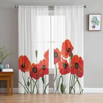 Augalų gėlės žiedlapis pumpuras Miegamojo skaidrios permatomos užuolaidos šventinės dekoracijos langas Voile tiulio užuolaidos 135W x 114H(cm)